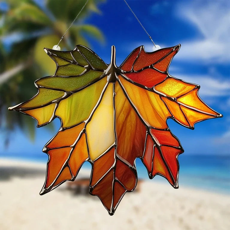 Autumn Maple Leaf Trio Suncatcher
