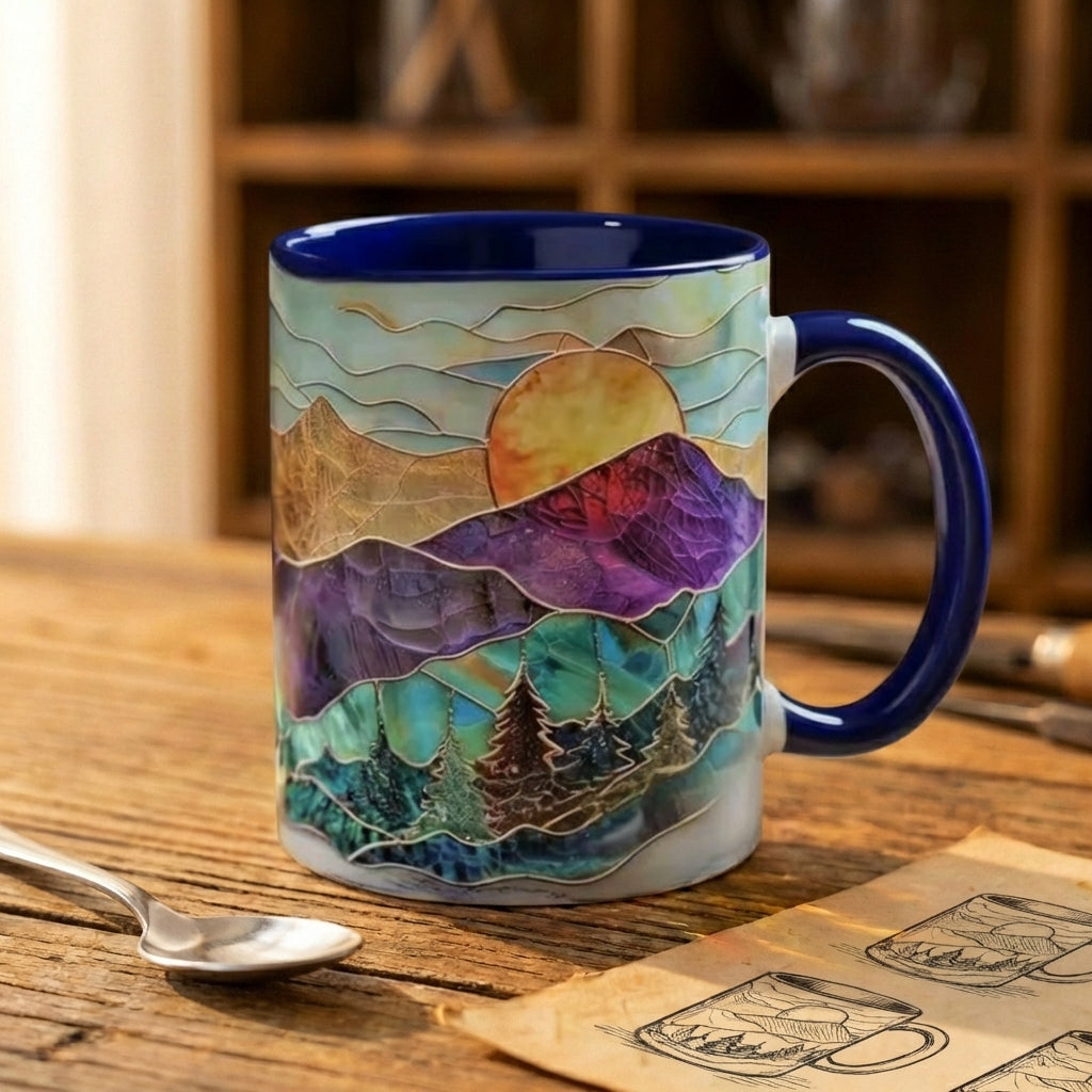 Blue Ridge Mountain Stained Glass Mug