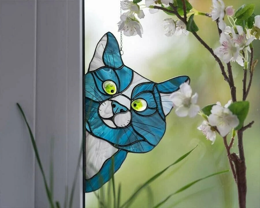 Blue Tabby Peek Suncatcher