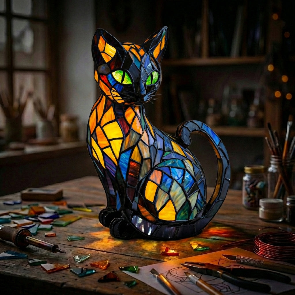 Black Cat Sitting Lamp