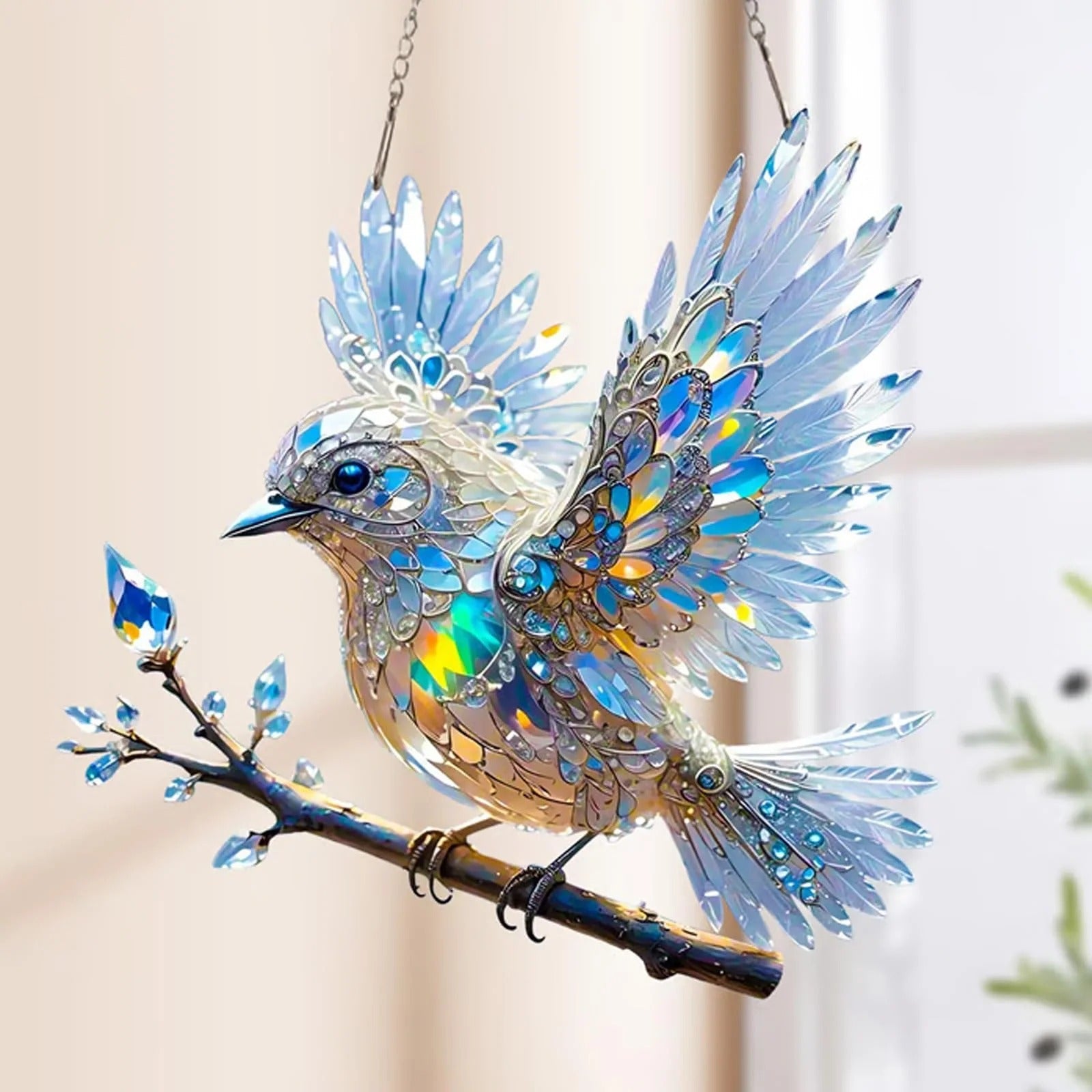 Crystal Bluebird Branch Ornament