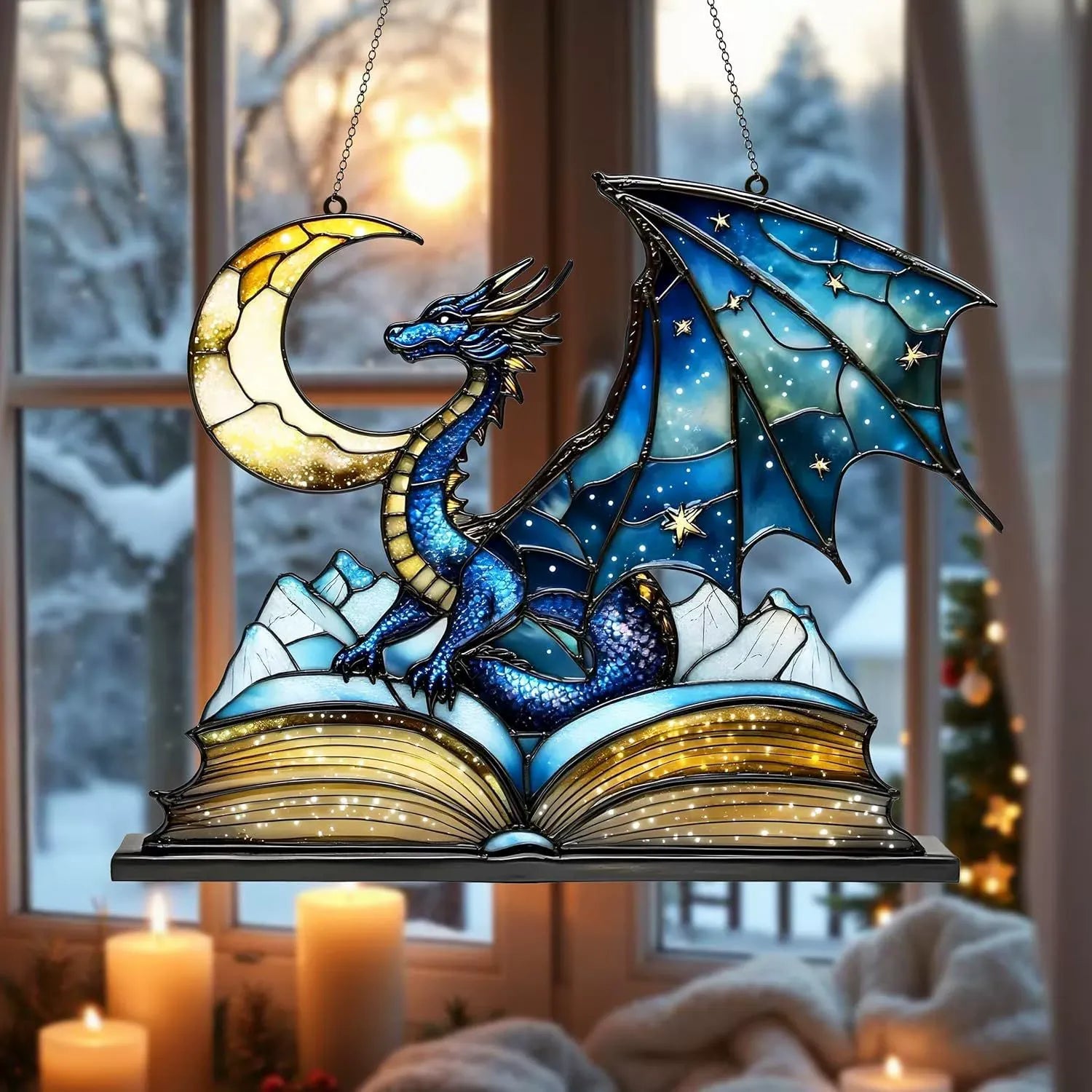 Dragon Book Moon Suncatcher