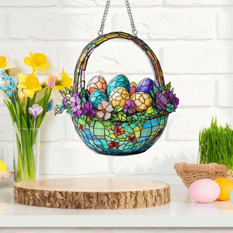 Easter Egg Flower Basket Suncatcher