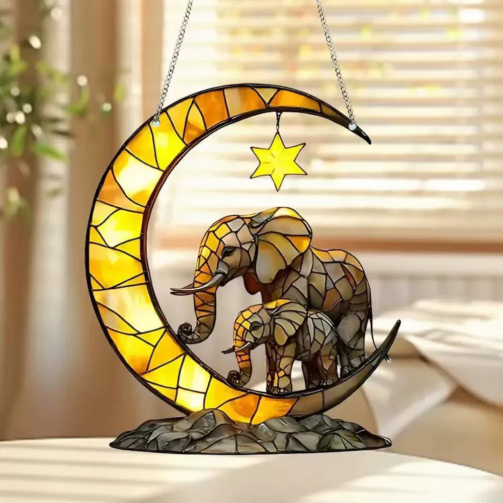Elephant Moon Star Suncatcher