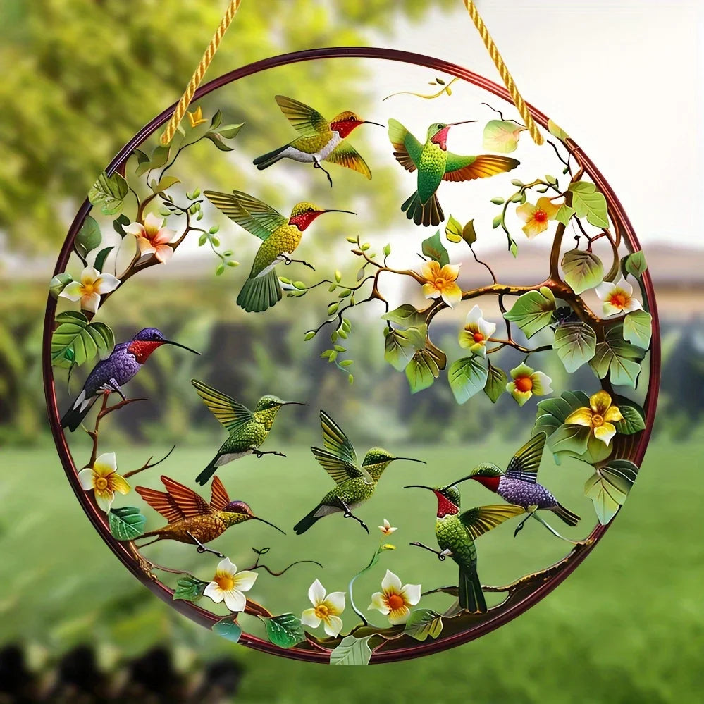 Hummingbird Garden Circle Suncatcher