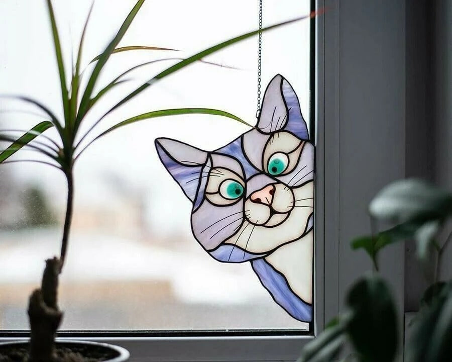 Lavender Cat Window Art