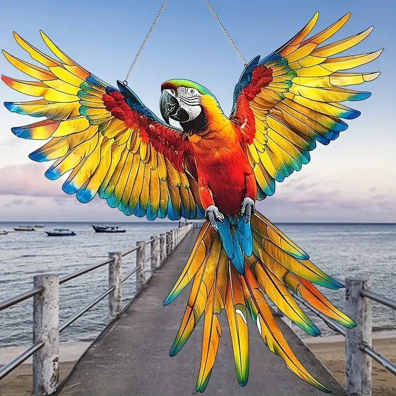 Macaw Parrot Wing Spread Suncatcher