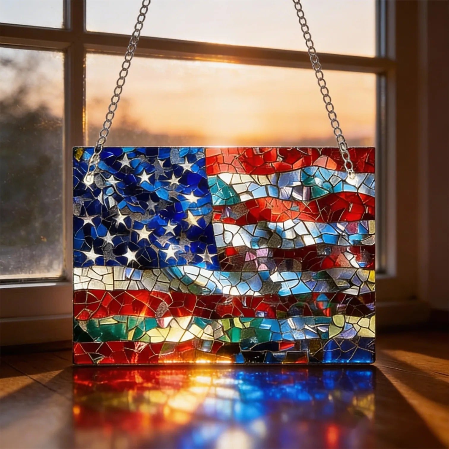 Mosaic Usa Flag Suncatcher
