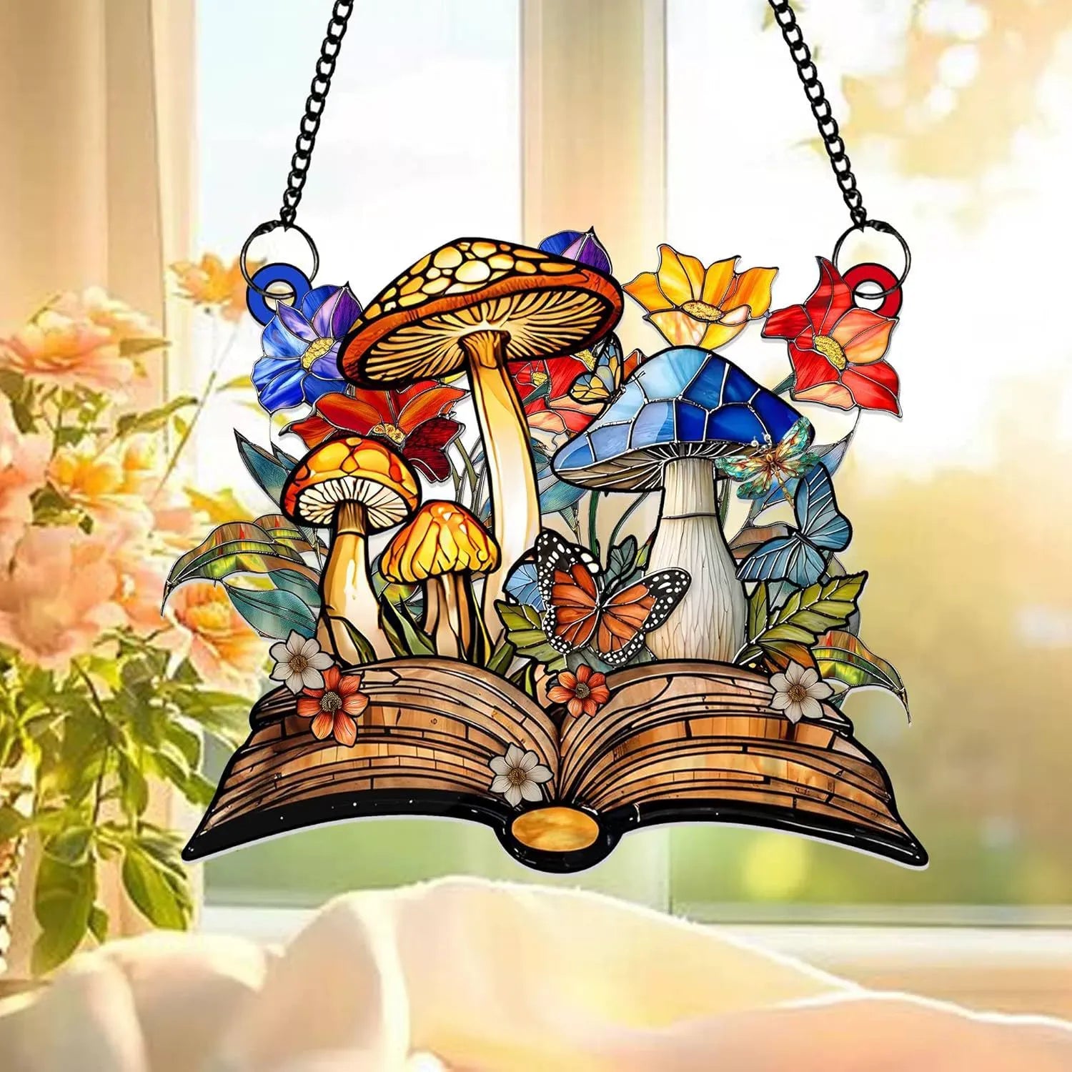 Mushroom Garden Book Suncatcher