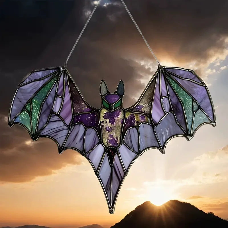 Purple Bat Suncatcher   Galaxy Stained Glass
