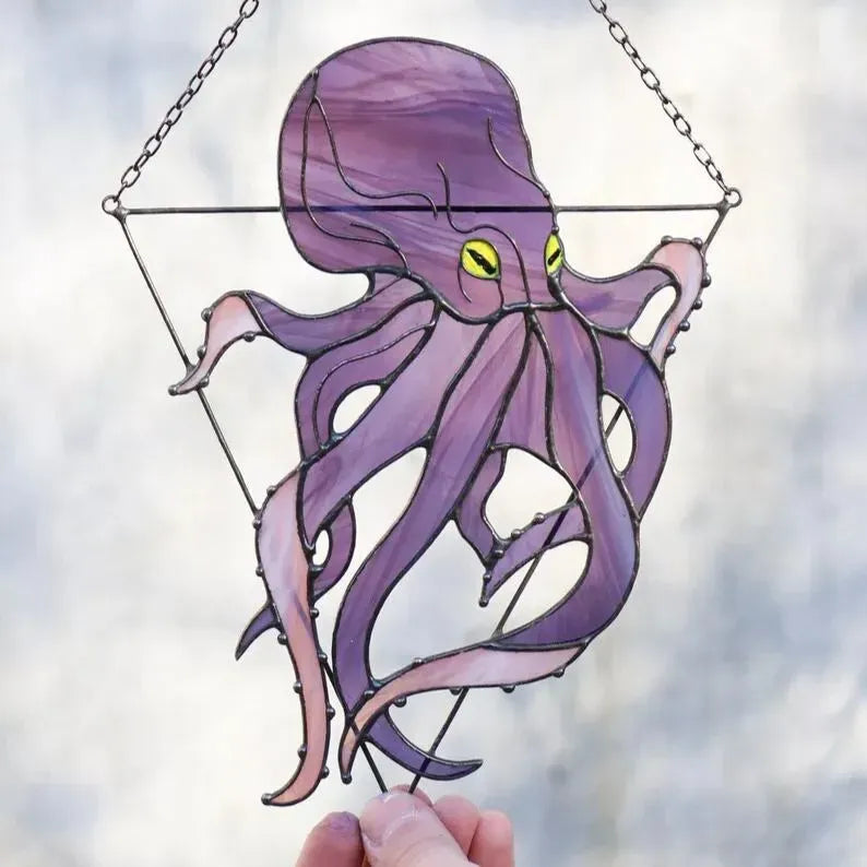 Purple Octopus Window Ornament