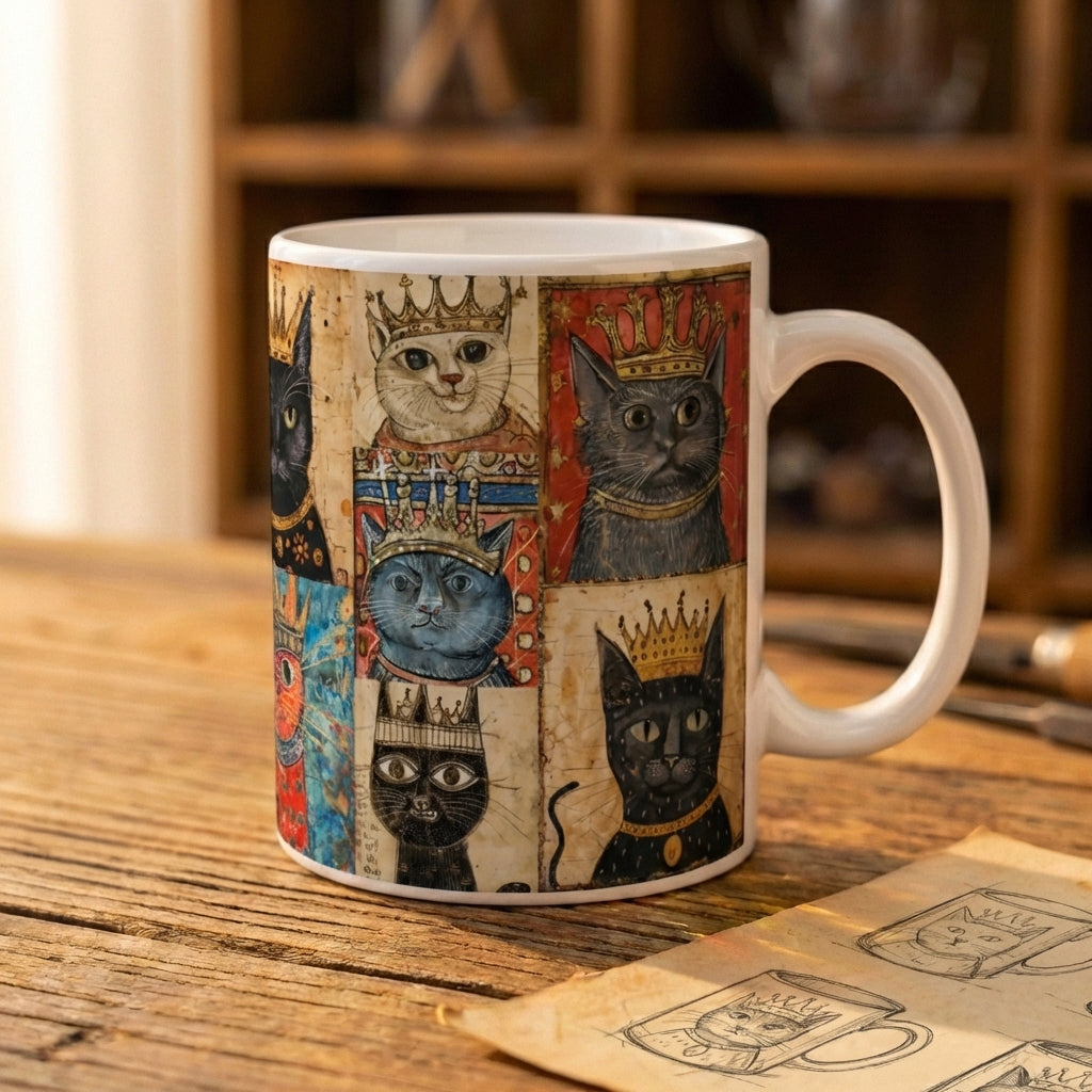 Royal Cats Medieval Art Mug