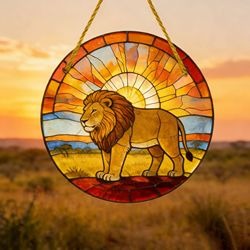 Safari Lion Circle Suncatcher