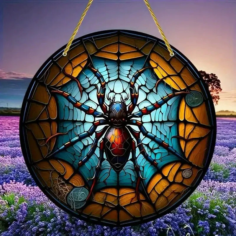 Spider Web Mandala Suncatcher   Turquoise & Copper