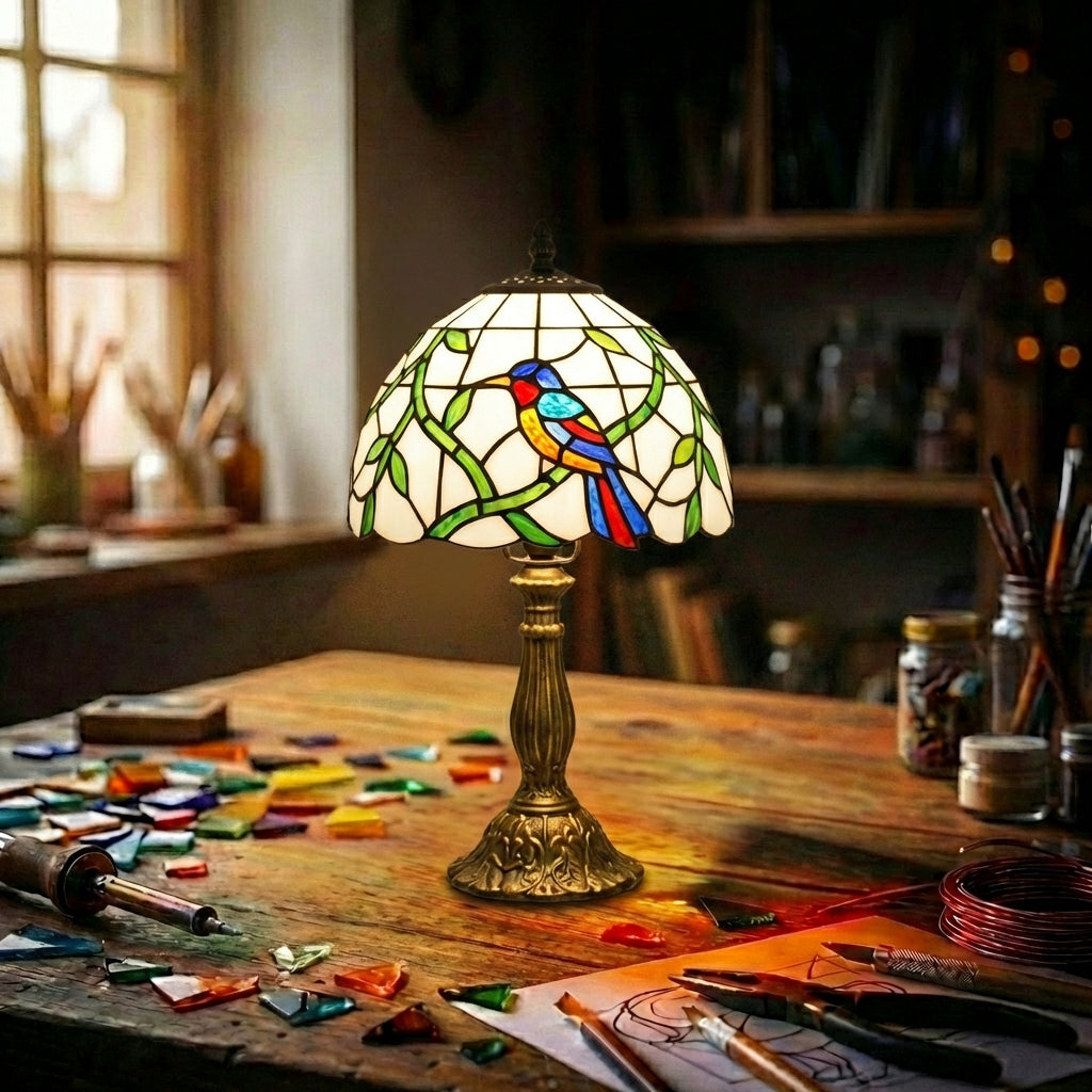 Stained Glass Parrot Table Lamp   Multicolor