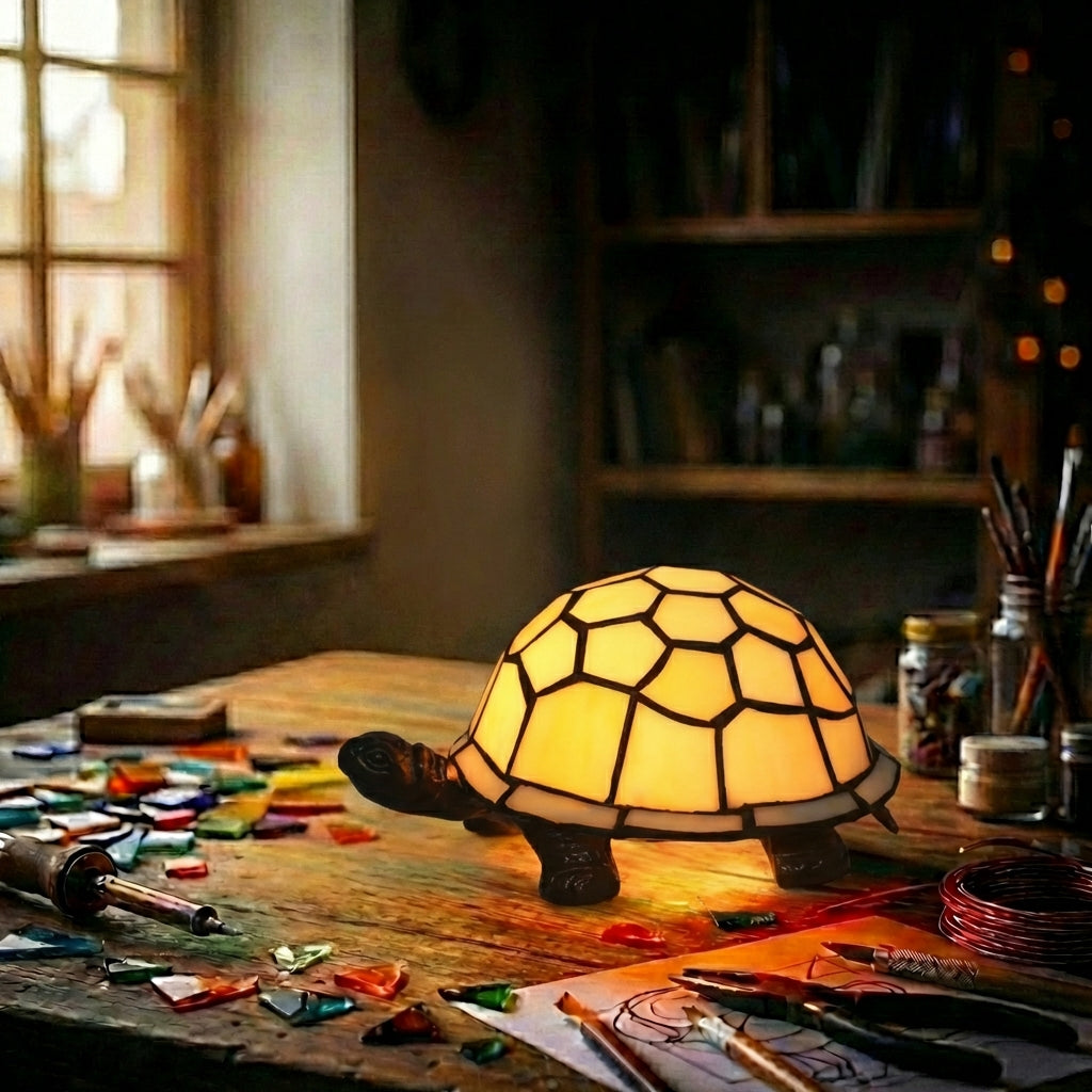 Stained Glass Turtle Accent Lamp   Amber