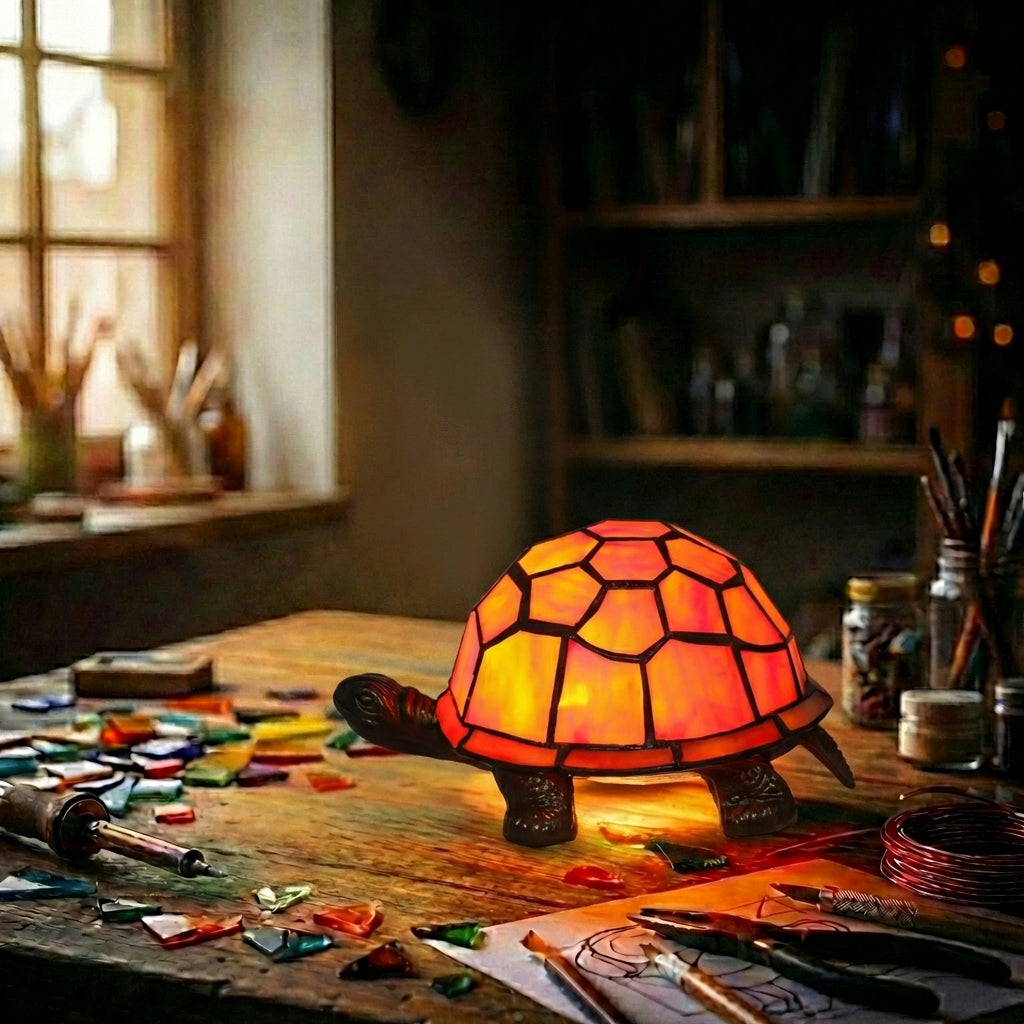 Stained Glass Turtle Nightlight   Sunset Orange