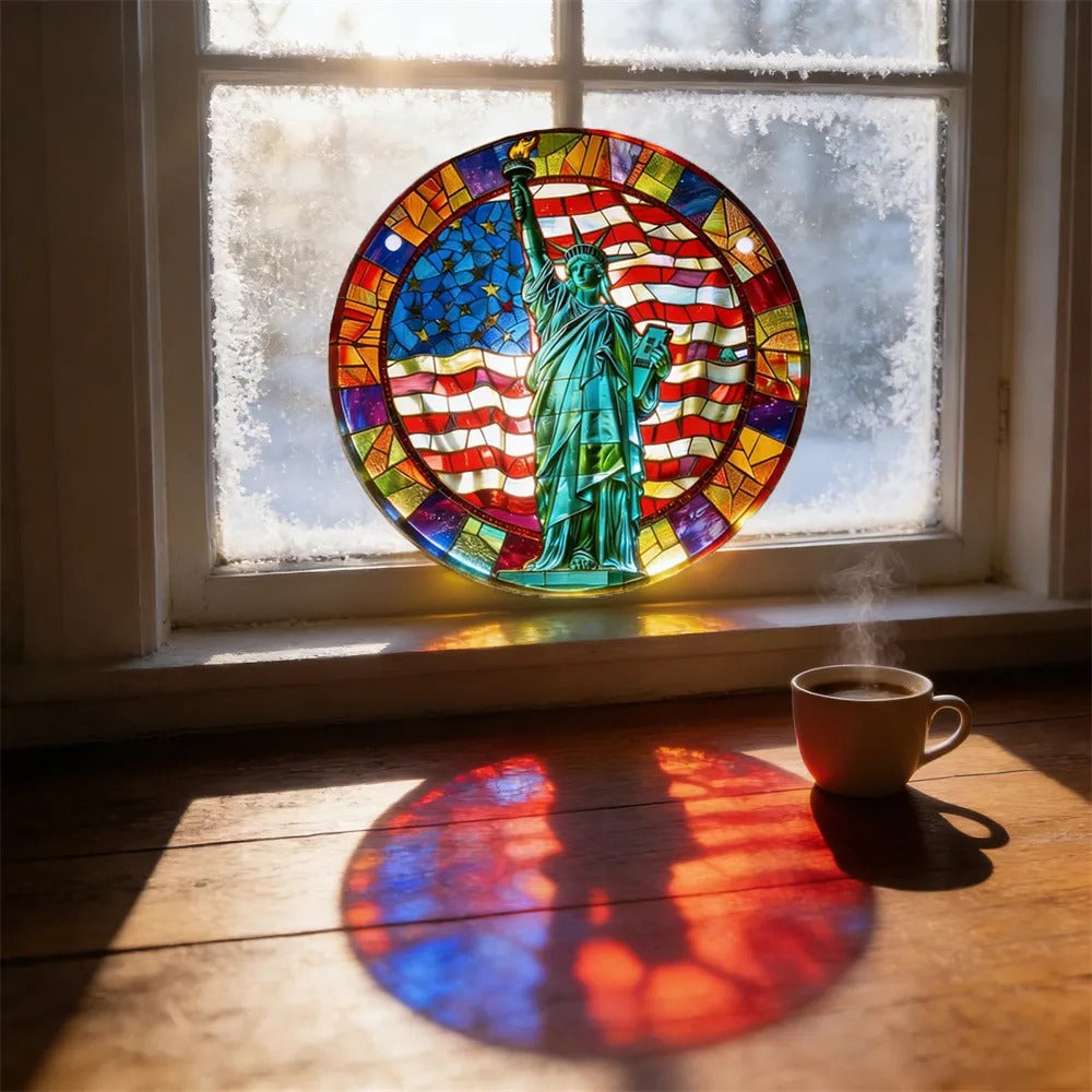 Statue Of Liberty Flag Suncatcher