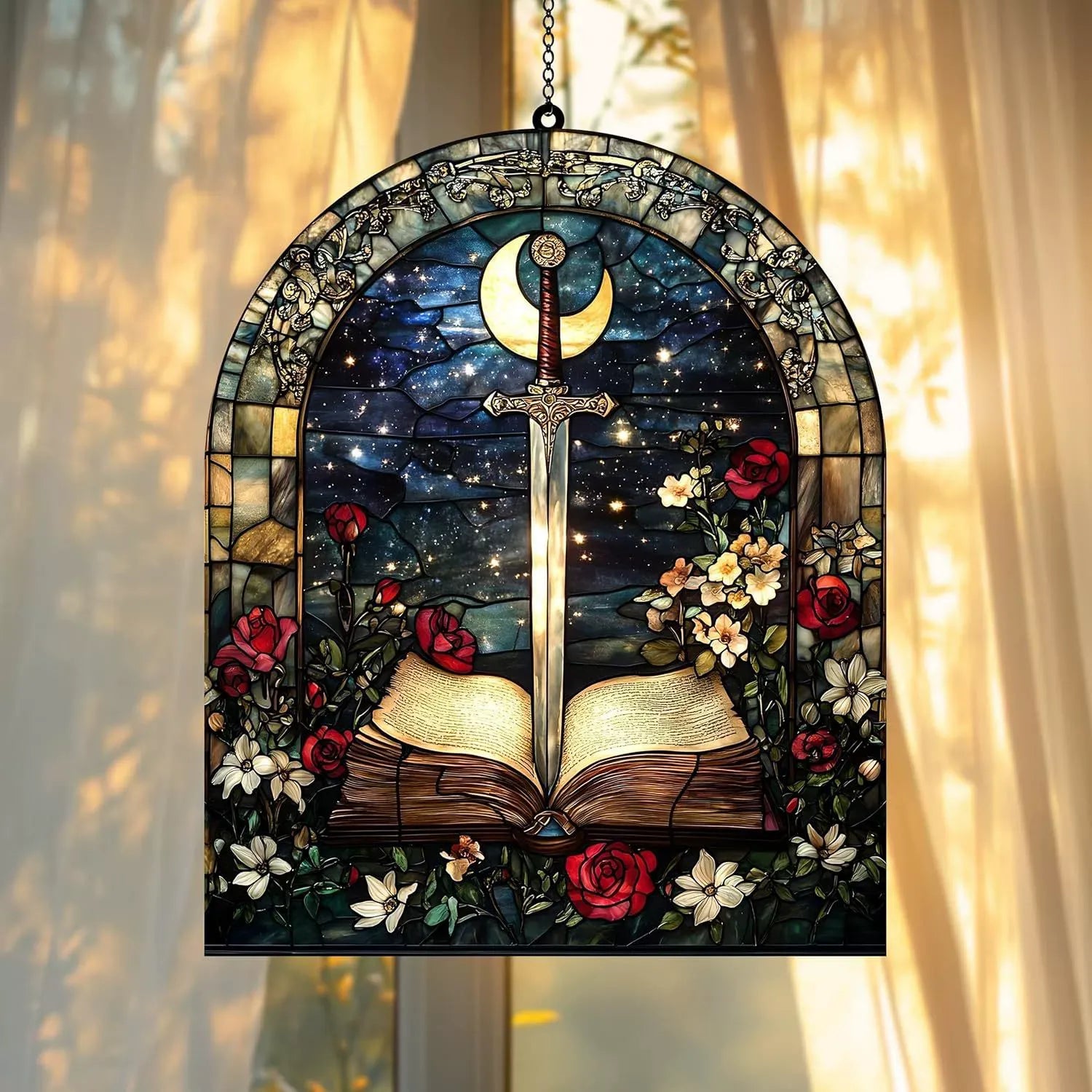 Sword Rose Moon Suncatcher