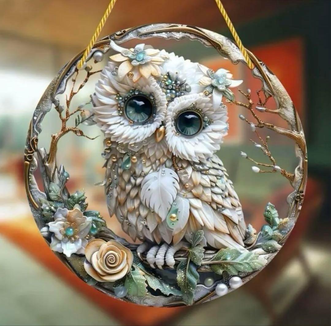 White Snowy Owl Ornament Suncatcher