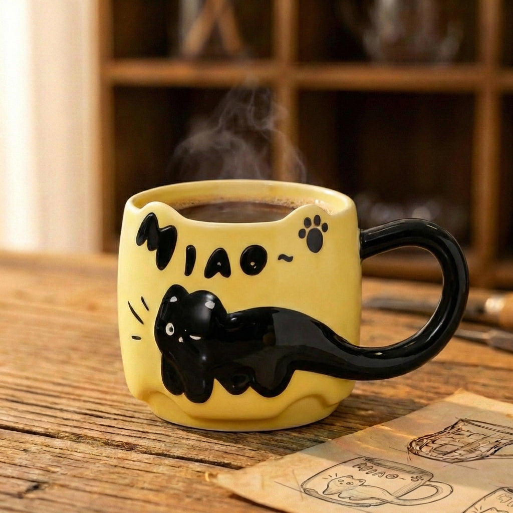 Yellow Miao Cat Tail Mug